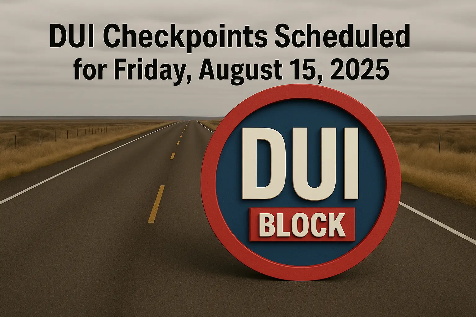 DUI Checkpoints Scheduled for Friday, August 15, 2025