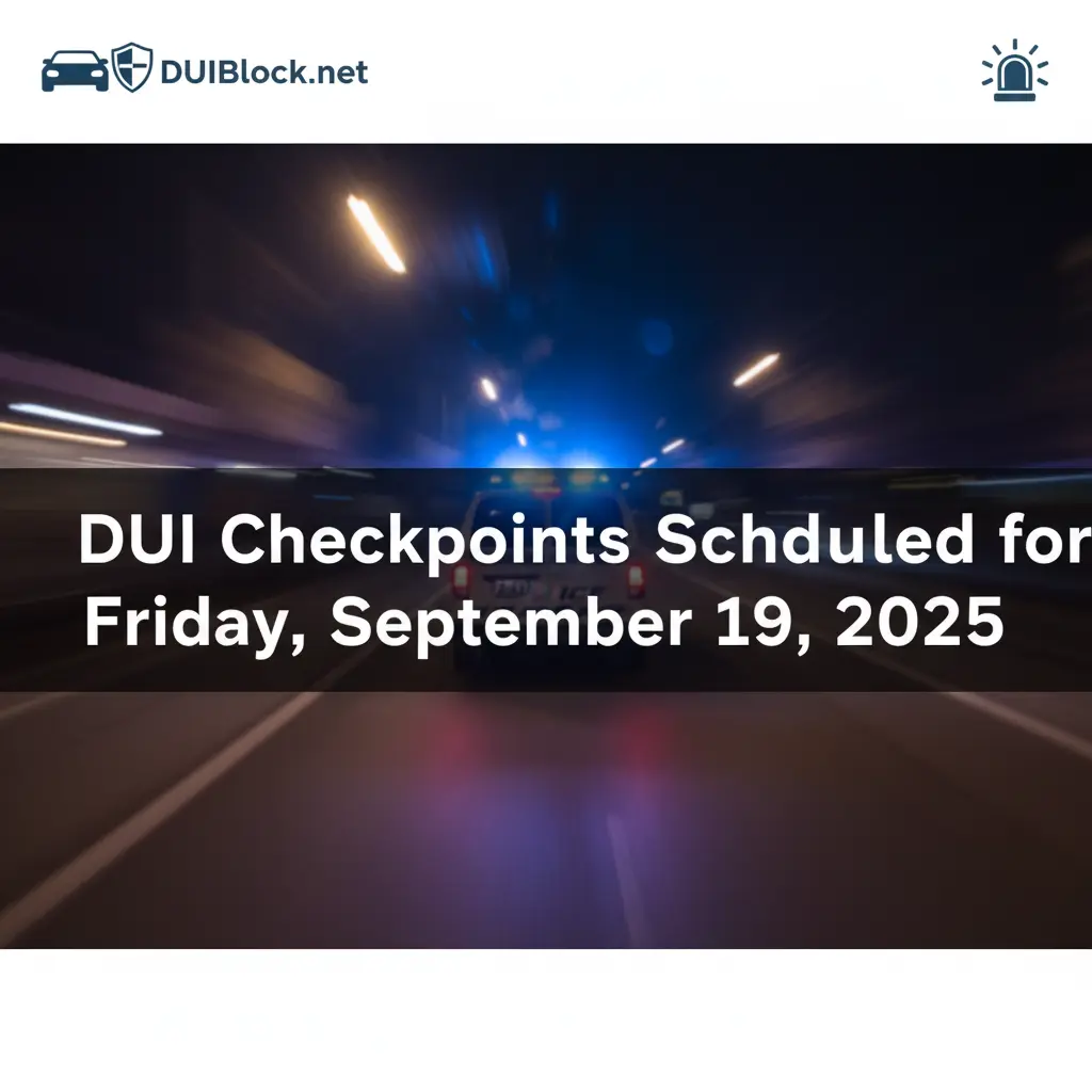 DUI Checkpoints Scheduled for Friday, September 19, 2025